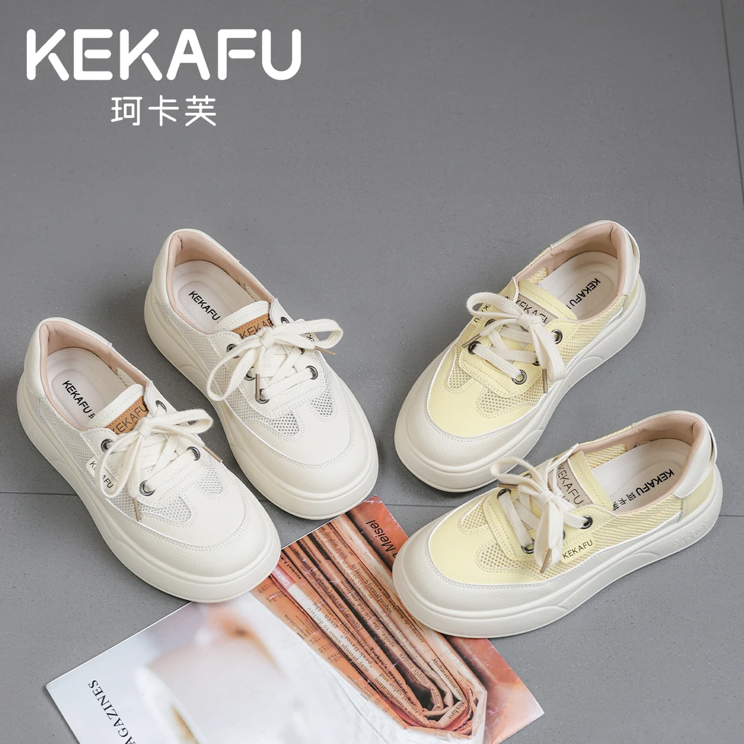 厚底复古小白鞋女2025夏季新款网面透气运动鞋欧若风休闲百搭板鞋