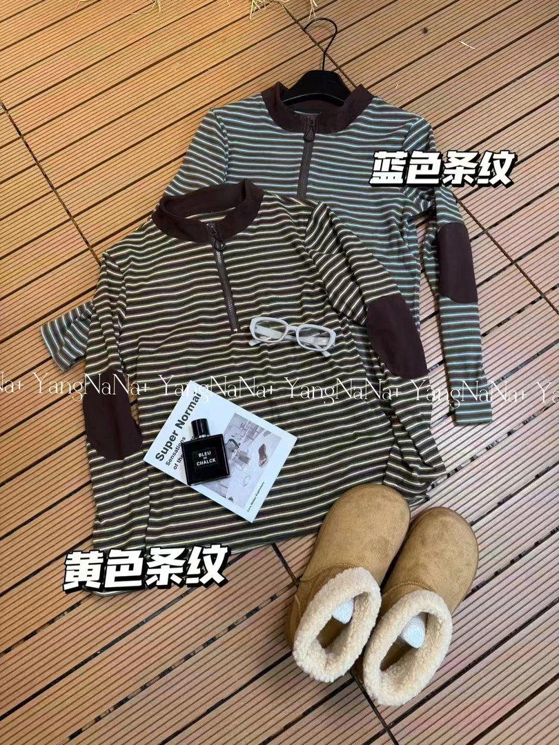 百搭大版时尚休闲保暖拼接德绒袖口补丁加厚显瘦上衣冬季5340秋冬