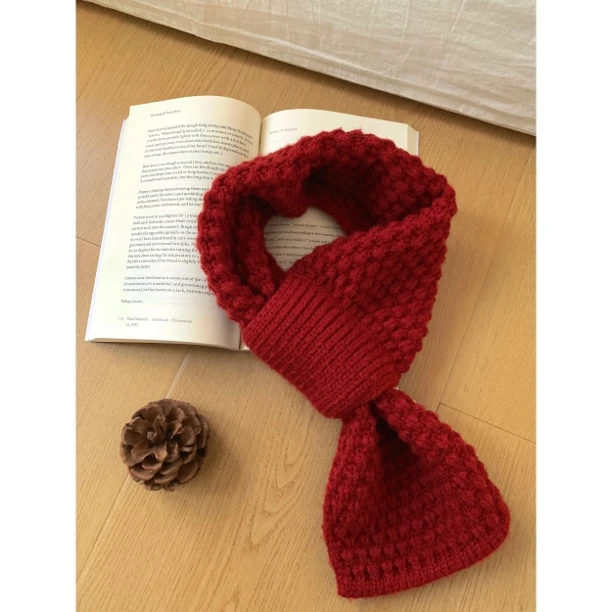 【懒人围脖②】A东大门韩版百搭显白秋冬懒人必备菠萝纹短围脖9608