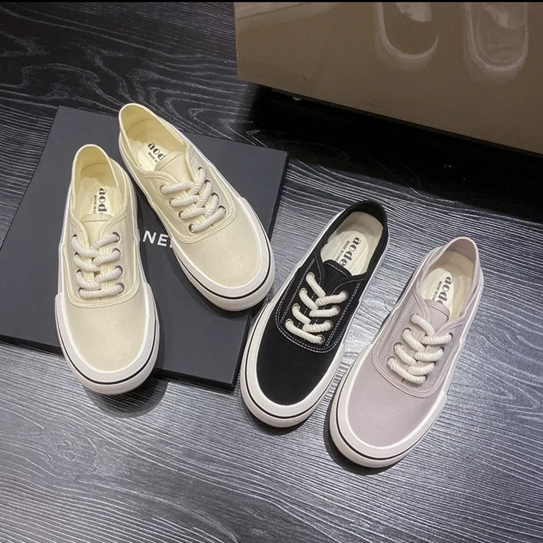 奶油俩穿帆布鞋女夏百搭透气板鞋踩脚小白鞋半拖休闲鞋8695