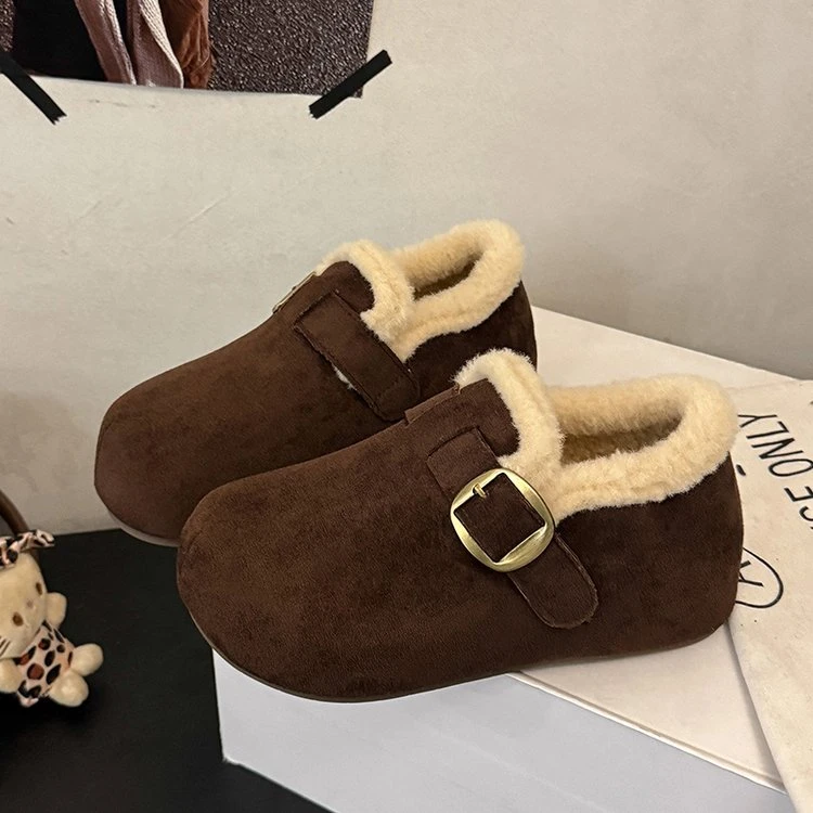 全包勃肯鞋女2025新款冬季鞋子加绒棉鞋外穿毛毛保暖雪地靴一脚蹬
