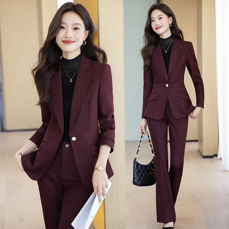 女士修身西装气质职业正装套装秋冬时尚名媛显瘦工作西服8522