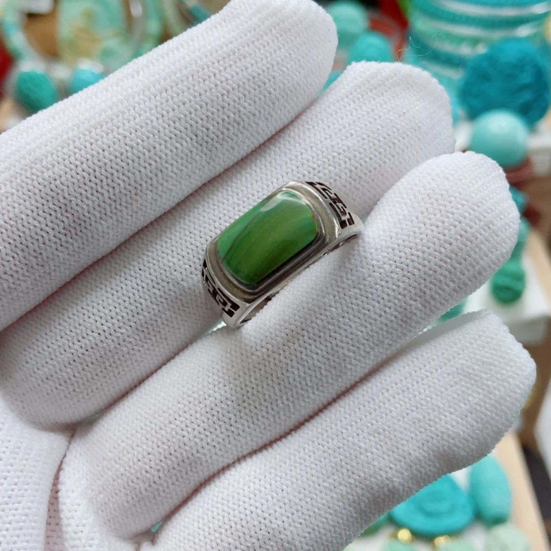 绿松石银S925镶嵌戒指