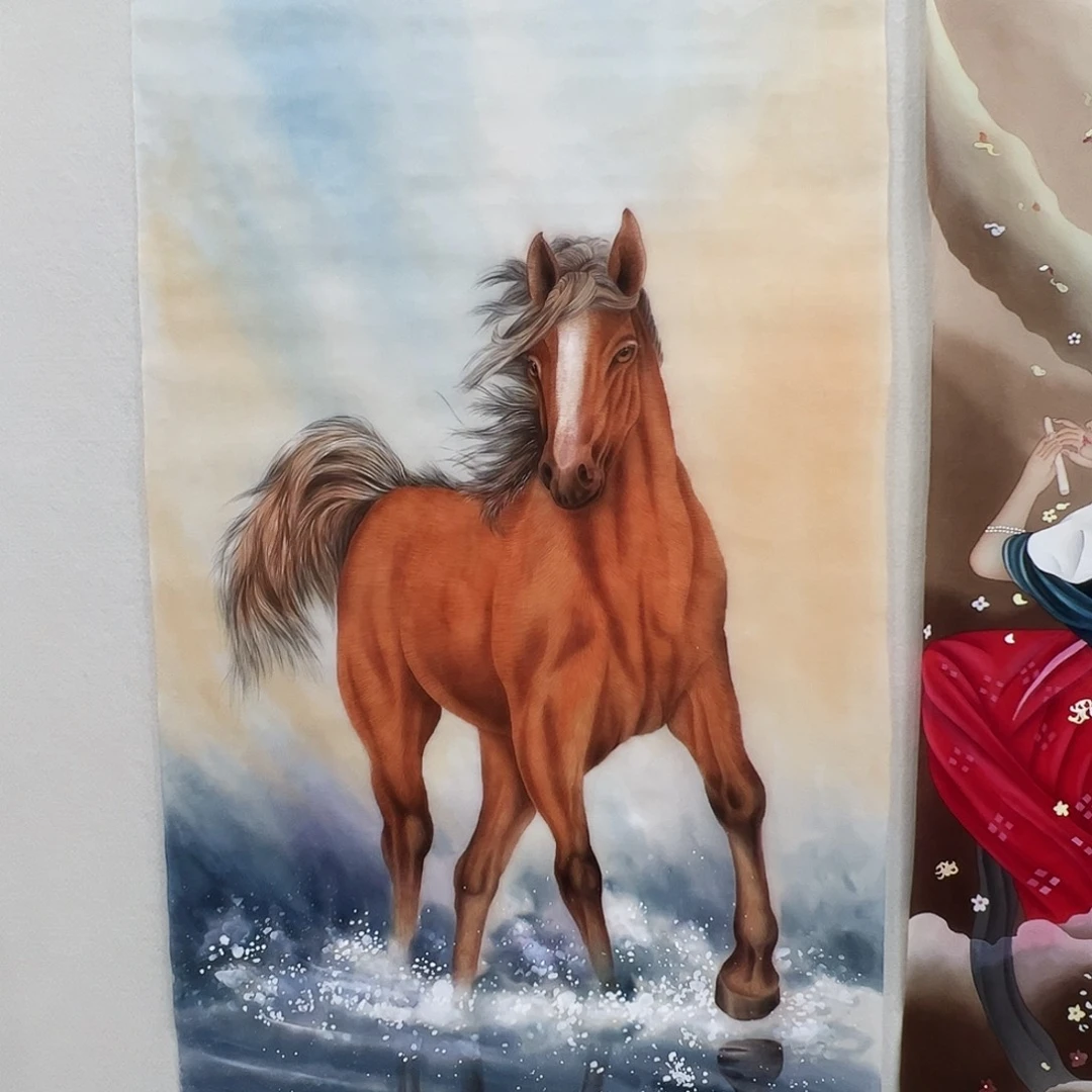 认***待国画精品动物绢本