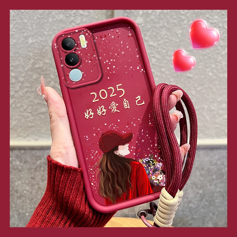 适用vivos17手机壳s17pro捧花爱自己磨砂硅胶防摔软女款卡通2025