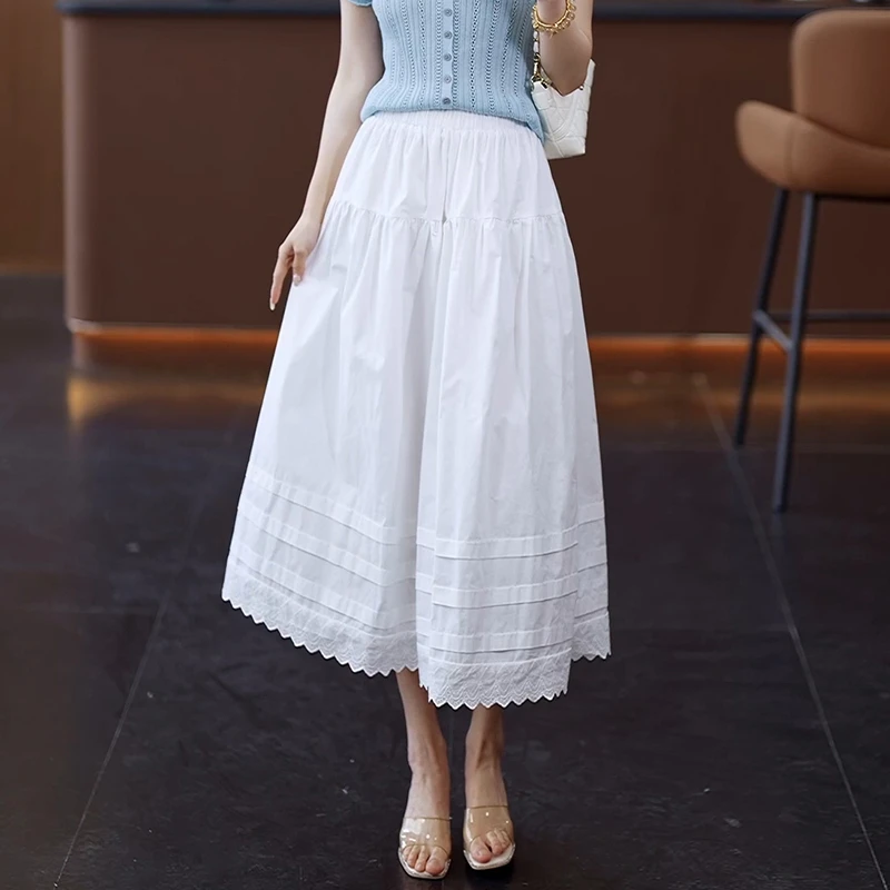 蕾丝花边半身裙女夏季2025新款高腰显瘦中长款Aa字甜美仙女蛋糕裙