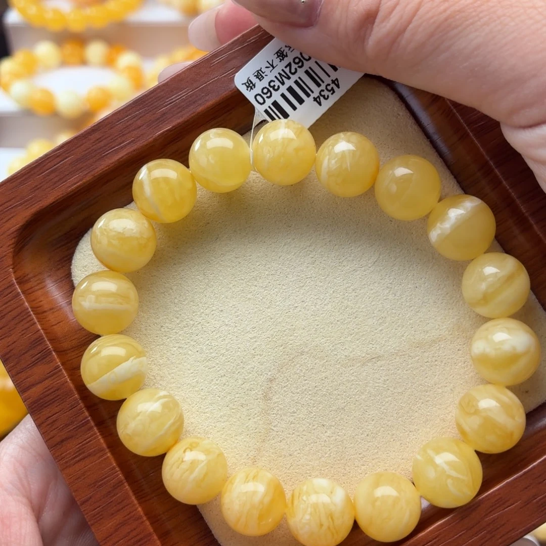琥珀未镶嵌裸石B304虎皮纹手串卡11+