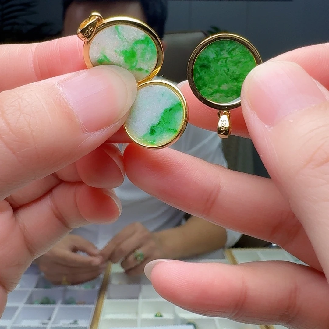 翡翠银S925镶嵌吊坠(不含链)多样性发货其一