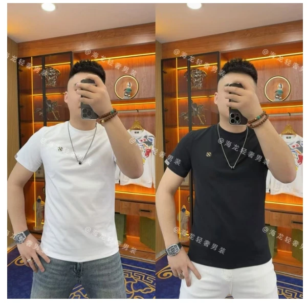 33408 小方标半袖 烫印品质休闲圆领潮男透气洋气款男士