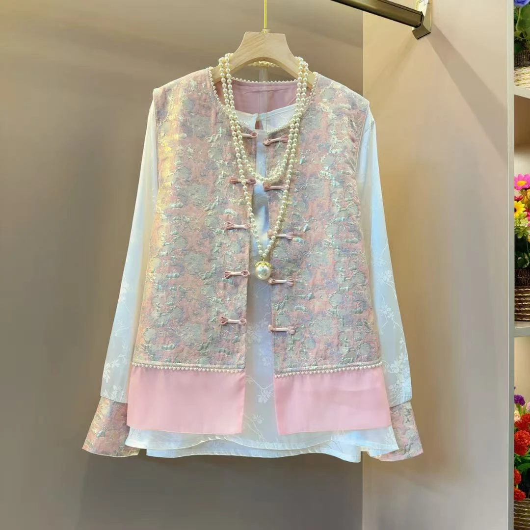 早秋爆款超火新中式轻奢复古套装衣长64左右