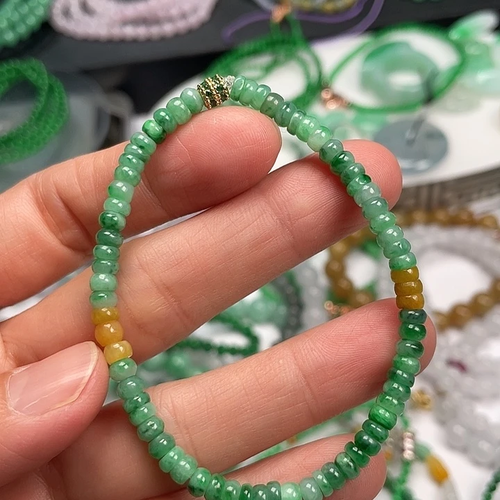 翡翠未镶嵌手链算盘珠手串