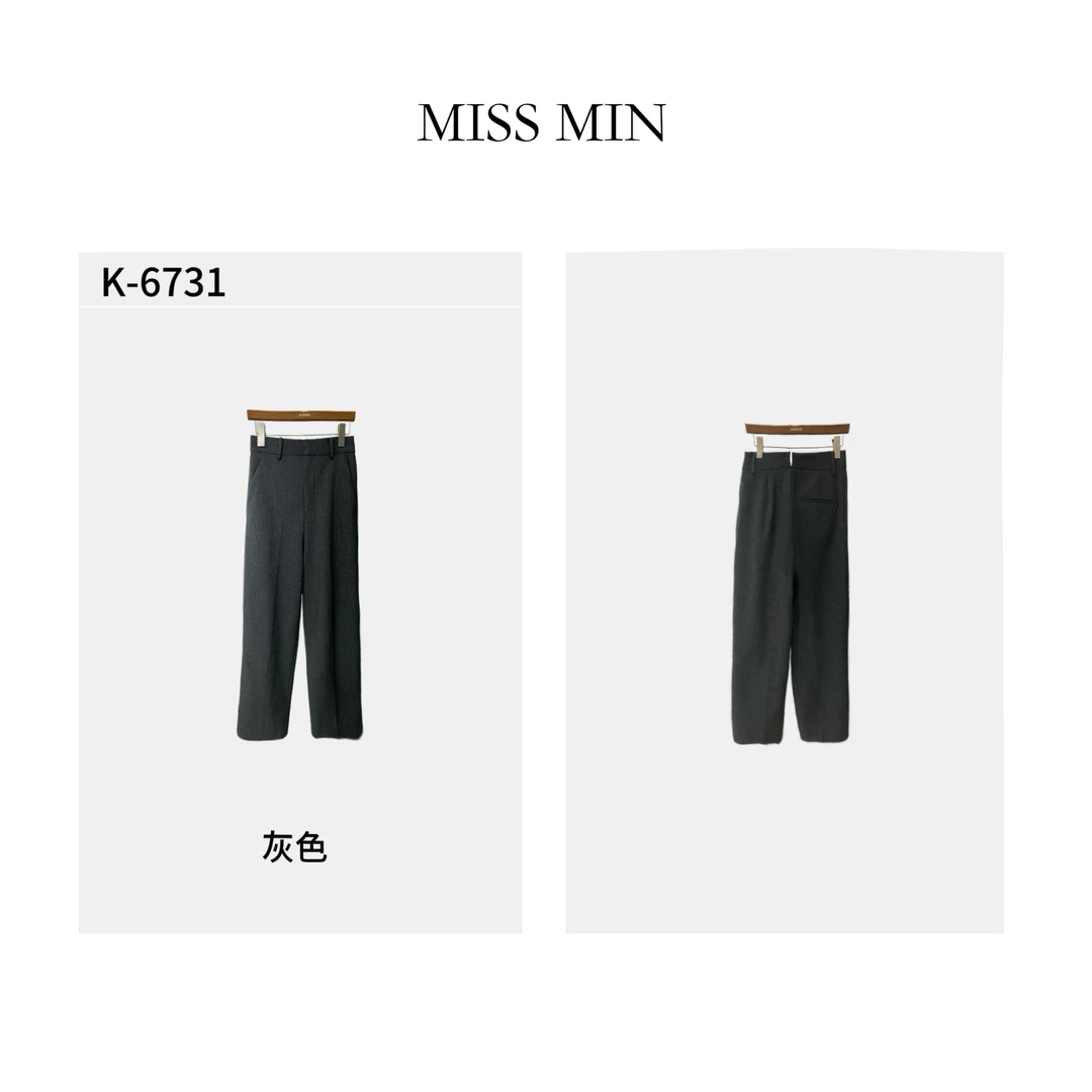 MISS MIN  K-6731高级休闲A字廓形直筒宽松垂感四季通勤西裤百搭