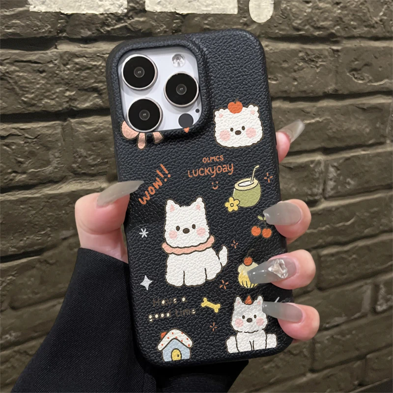 猫咪适用iphone15promax手机壳女孩14pro新款16手机壳皮纹保护套