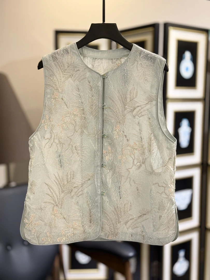 【青绣藏韵】中式重工钉珠亮片刺绣马甲