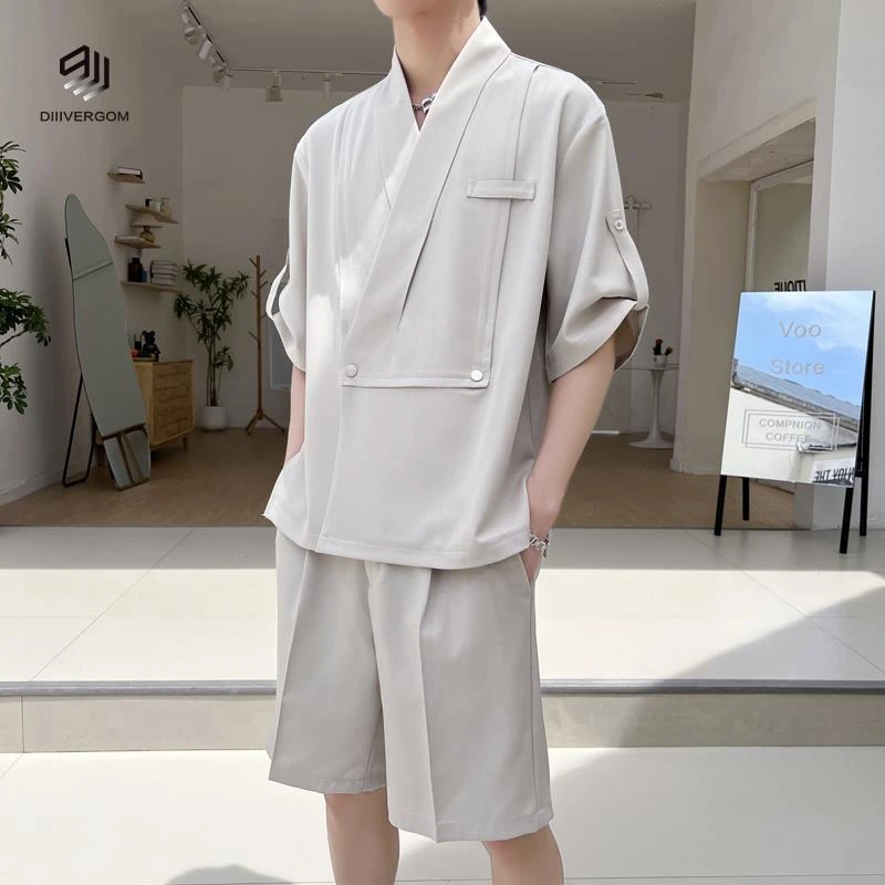 DIIIVERGOM高级感休闲西装男夏季潮流时尚痞帅宽松五分袖春秋西装