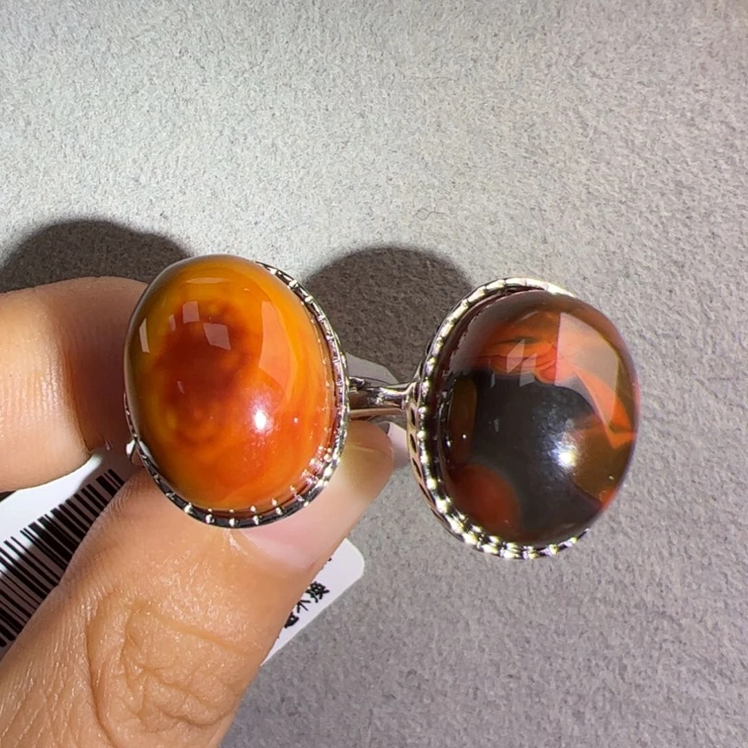 南红玛瑙（包浆戒指16*13多样性发一个）银S925镶嵌