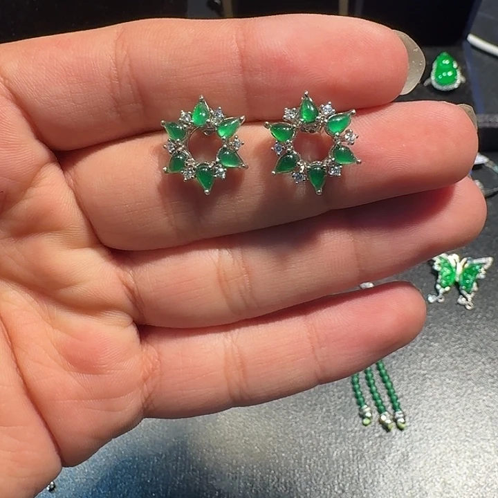 翡翠未镶嵌耳饰天然a货翡翠