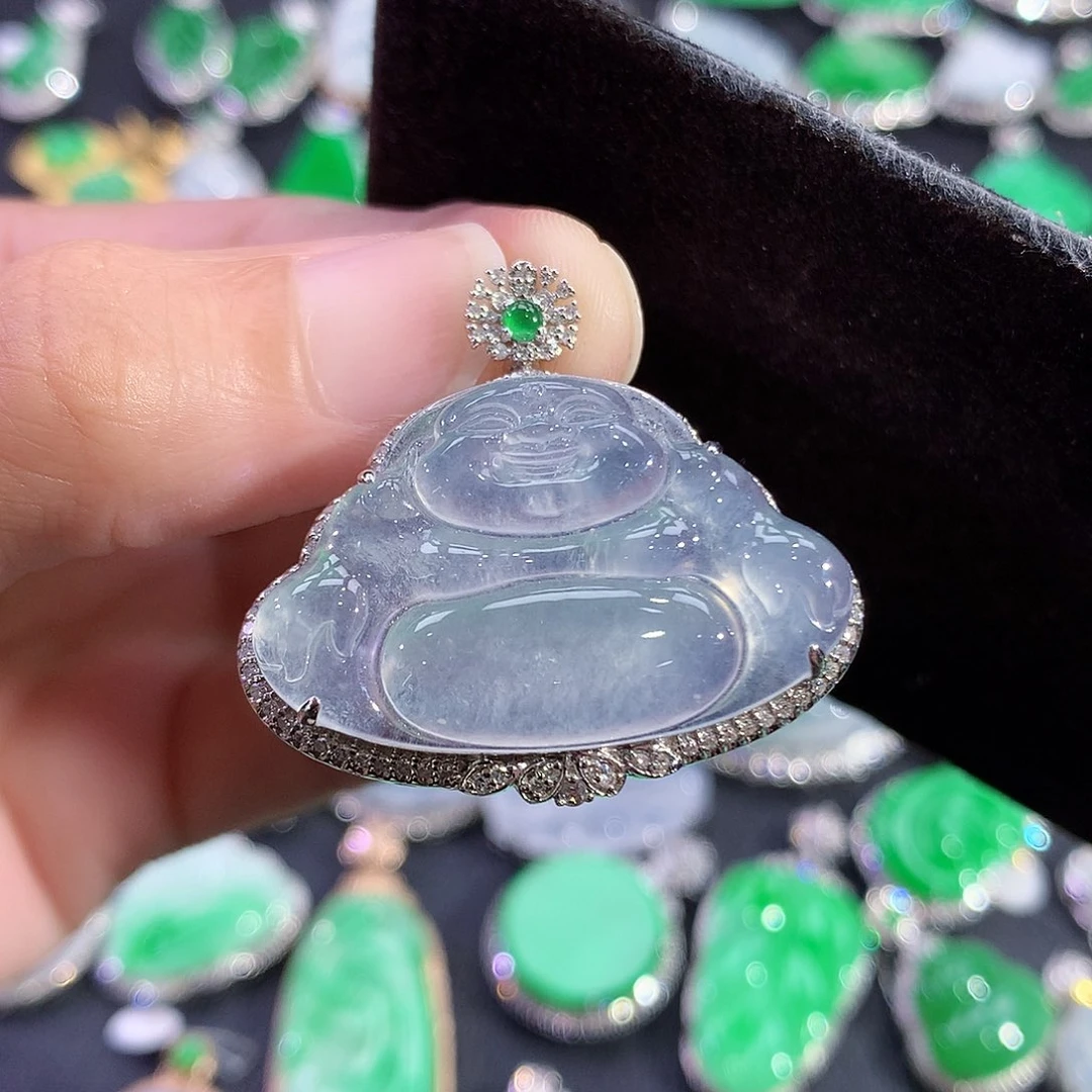 翡翠18K金镶嵌吊坠(赠链)