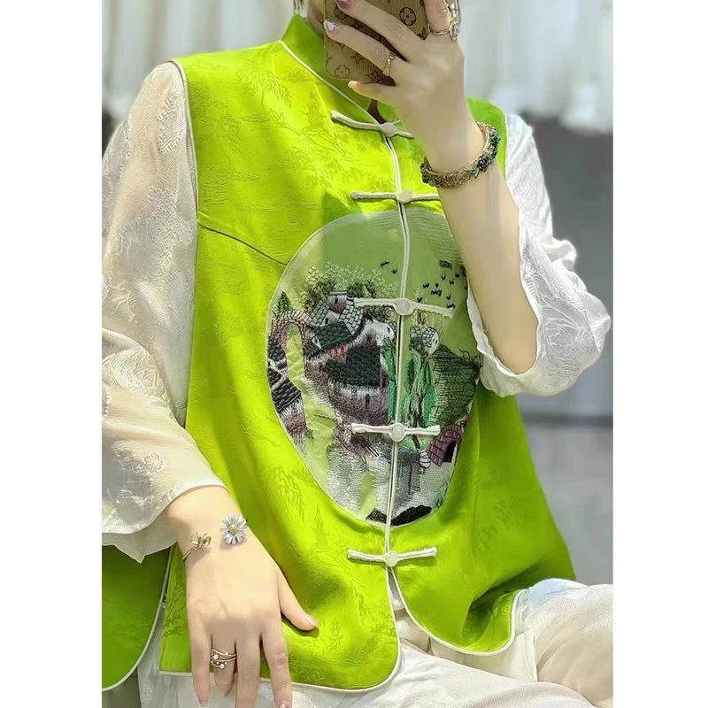 【0829】#新中式国风刺绣时尚马甲上衣