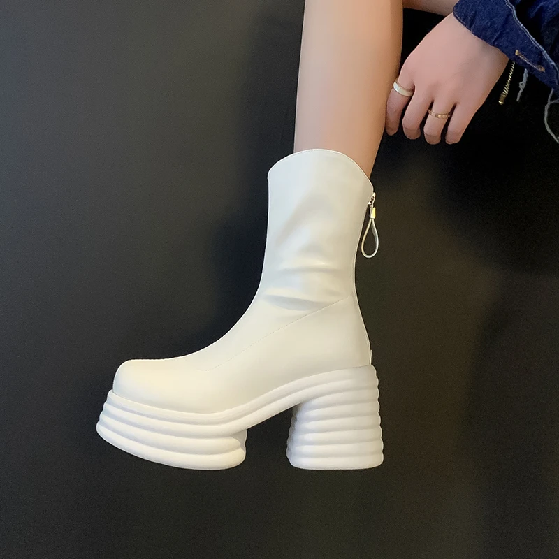 小个子增高9CM短靴v口粉色骑士靴弹力靴新款瘦瘦靴女短筒靴女鞋