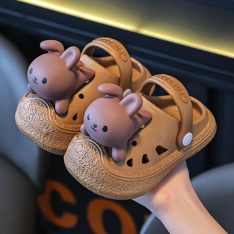 儿童兔子拖鞋女孩夏季女童洞洞鞋可爱室内防滑男童女孩宝宝凉拖鞋