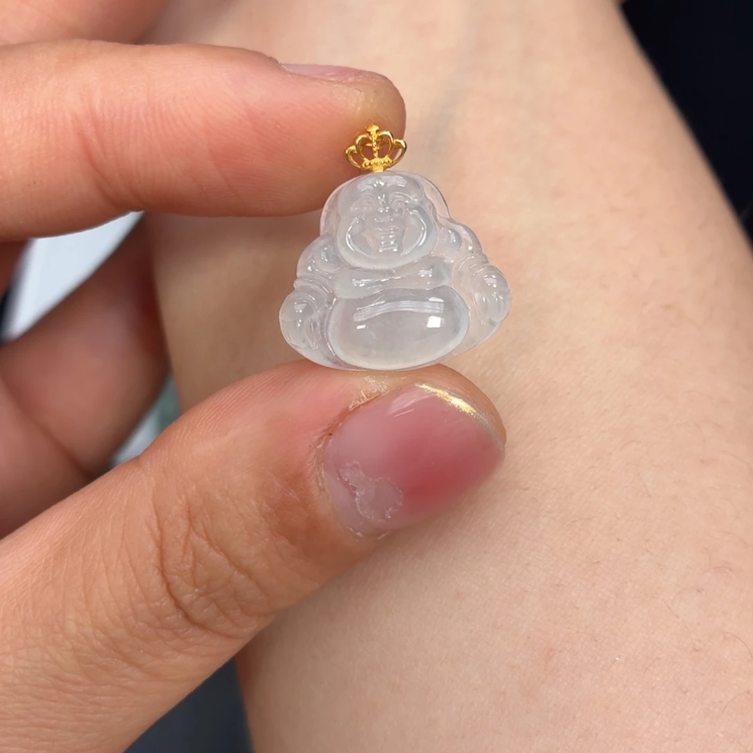 翡翠18K金镶嵌颈饰佛公