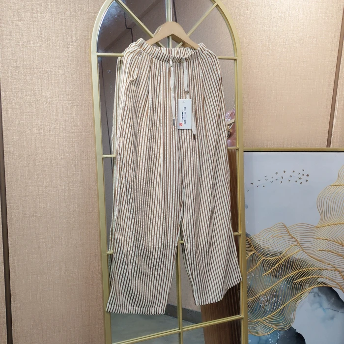 HR89孕妇咖色条纹产前产后裤子M90-110  XL130 4XL150