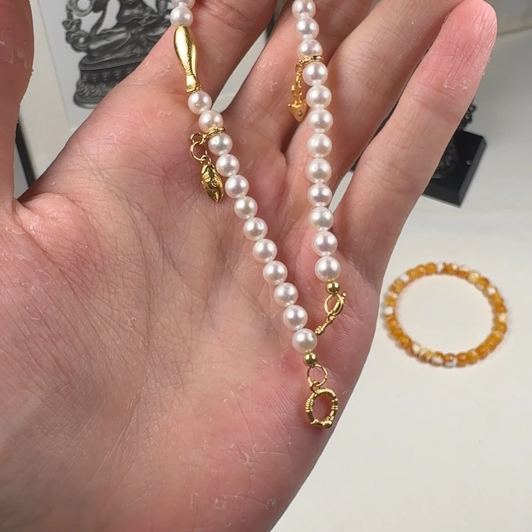 手绳淡水珍珠银S925镶嵌出去玩粗去玩