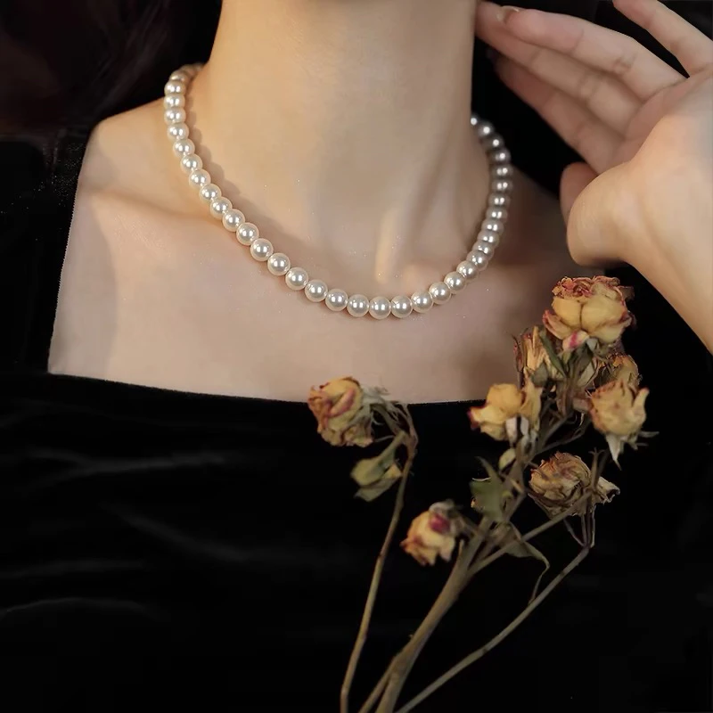 钛钢贝壳项链 轻奢时尚百搭毛衣项链