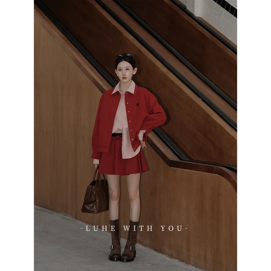 LUHE【新贵学院】hehe私服~100棉斜纹料夹克外套+半裙