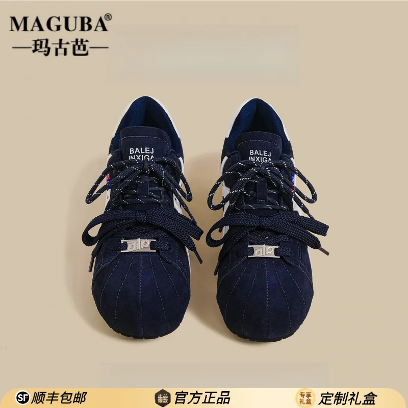 玛古芭轻奢蓝色老爹鞋女款厚底舒适显脚小运动鞋潮流爆款时尚女鞋