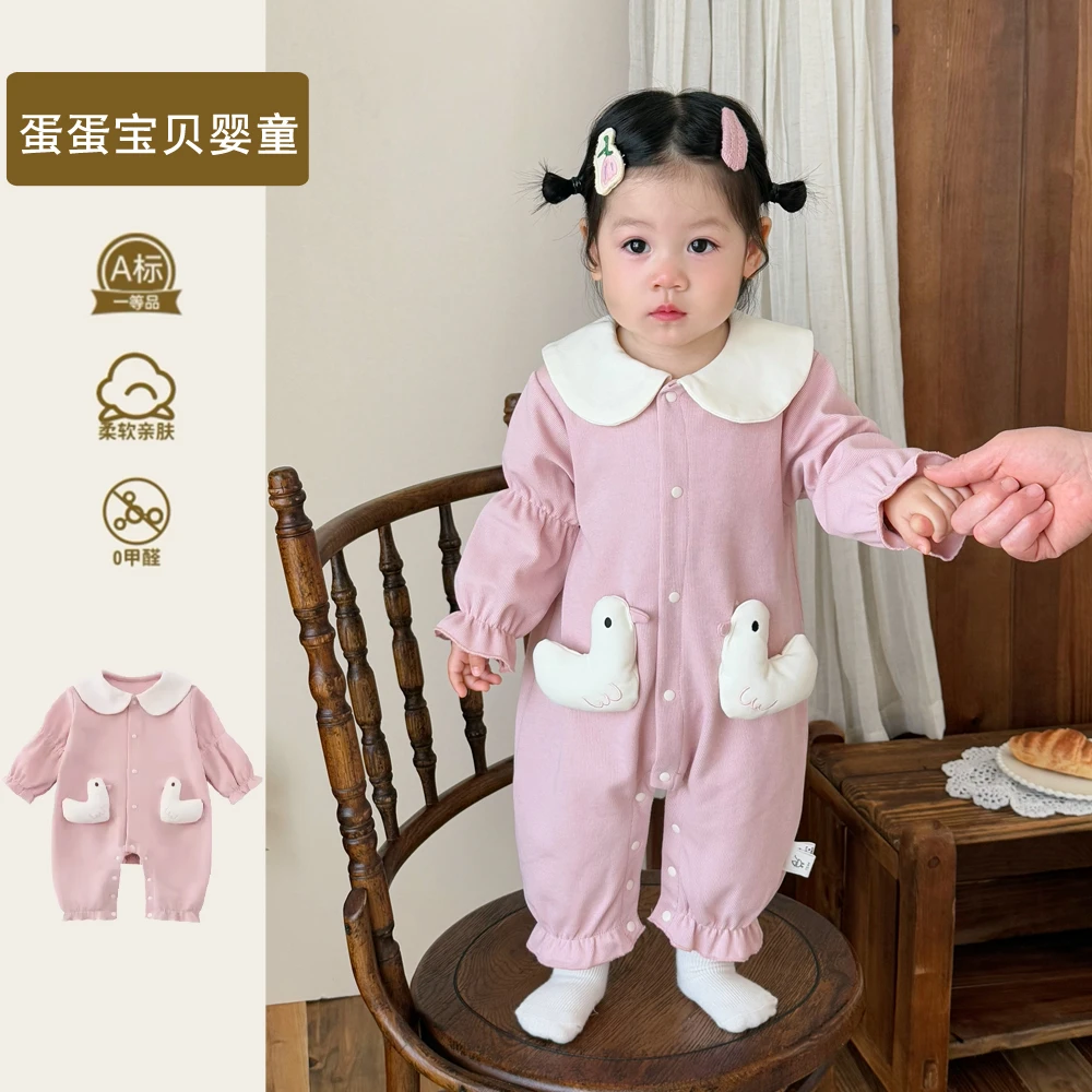 婴儿衣服春装女宝宝春秋连体衣洋气超萌满月百天可爱外出春季一岁