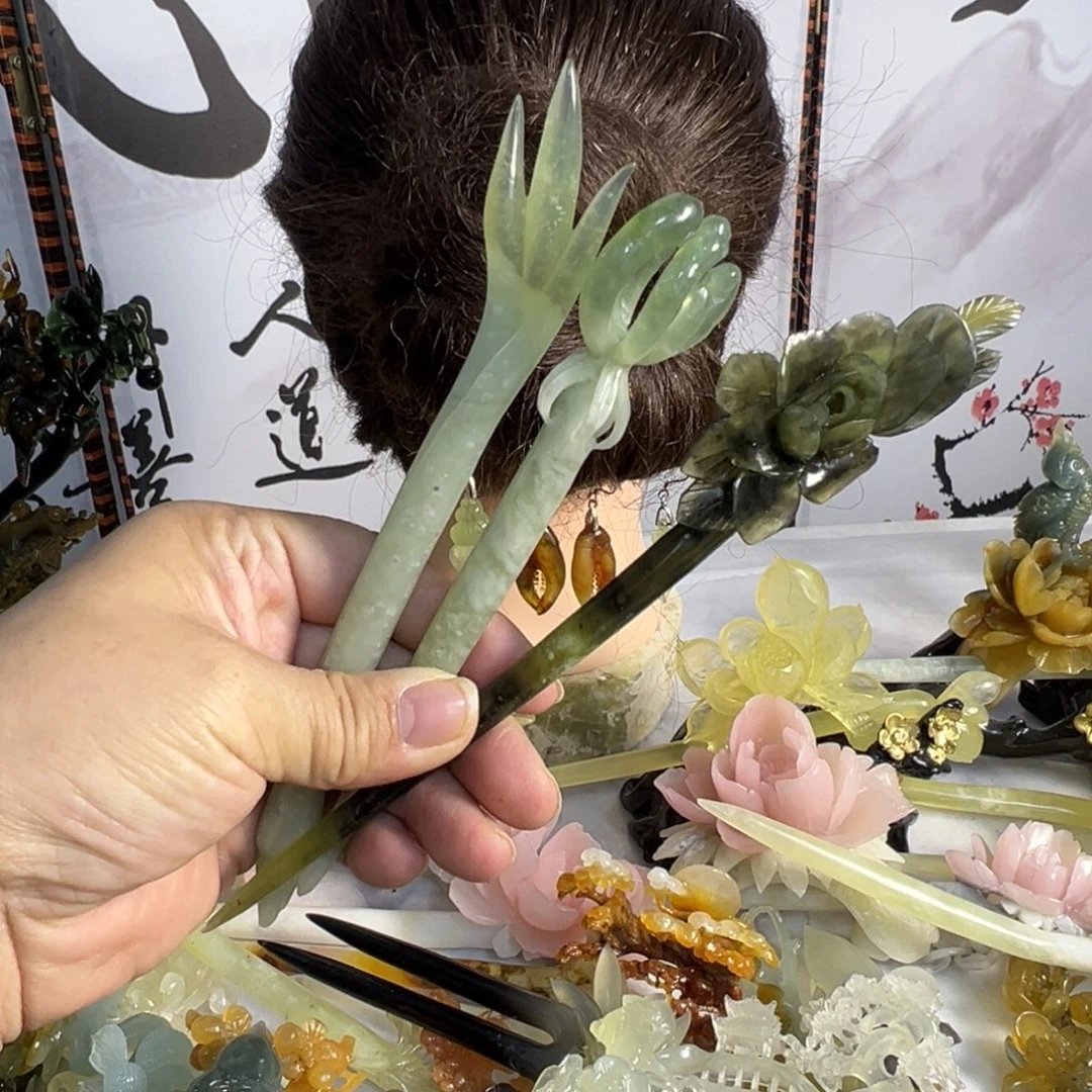 蛇纹石玉未镶嵌发饰