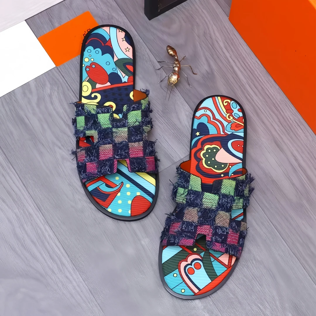 欧洲站高端拖鞋男2025款网红时尚轻奢休闲外穿户外印花夏季凉拖鞋