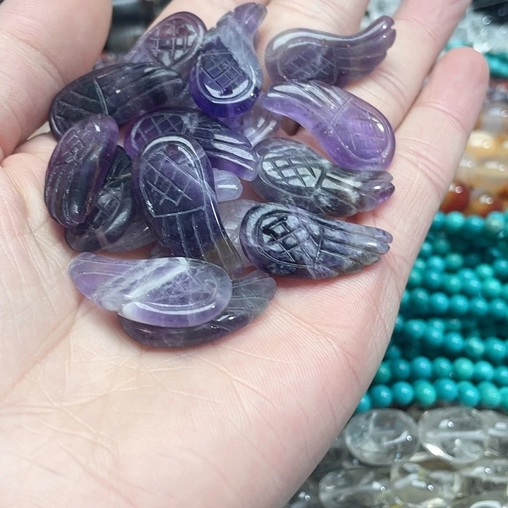 玛瑙/玉髓珠宝半成品未镶嵌6个紫水晶雕刻吊坠