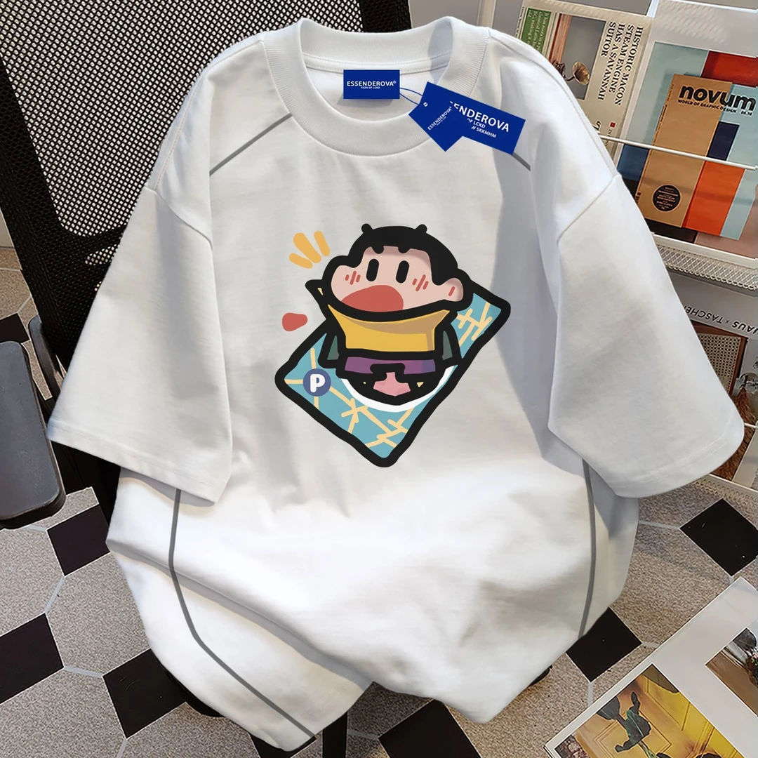 100%纯棉潮牌中性风短袖t恤男女夏季爆款街头印花圆领情侣上衣服