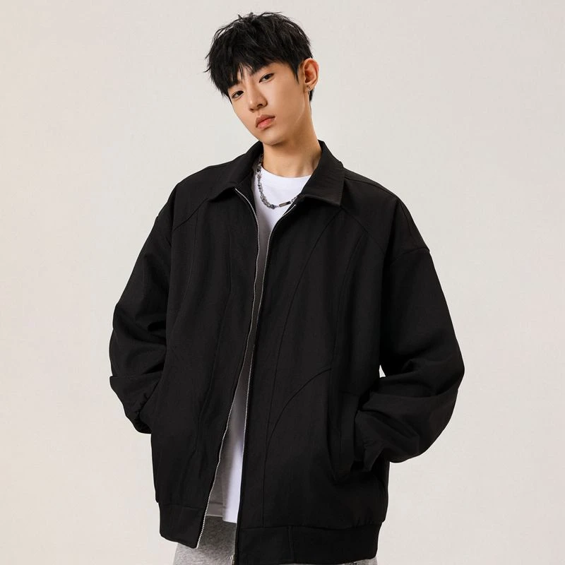 秋季主推男士时尚潮流百搭休闲夹克秋冬黑色外套