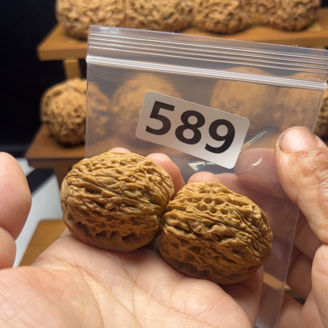 吊坠文玩核桃拉丝凹底姜黄皮34