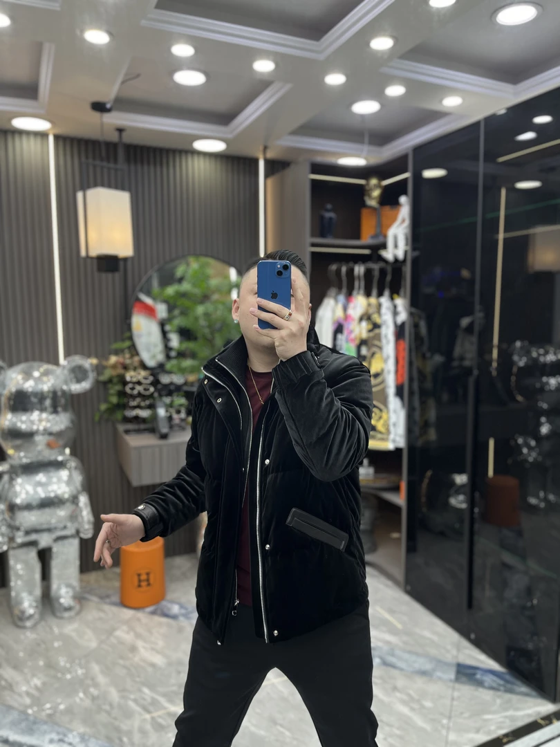 SH轻奢时尚高端男士雅痞法兰绒双拉链休闲羽绒服外套