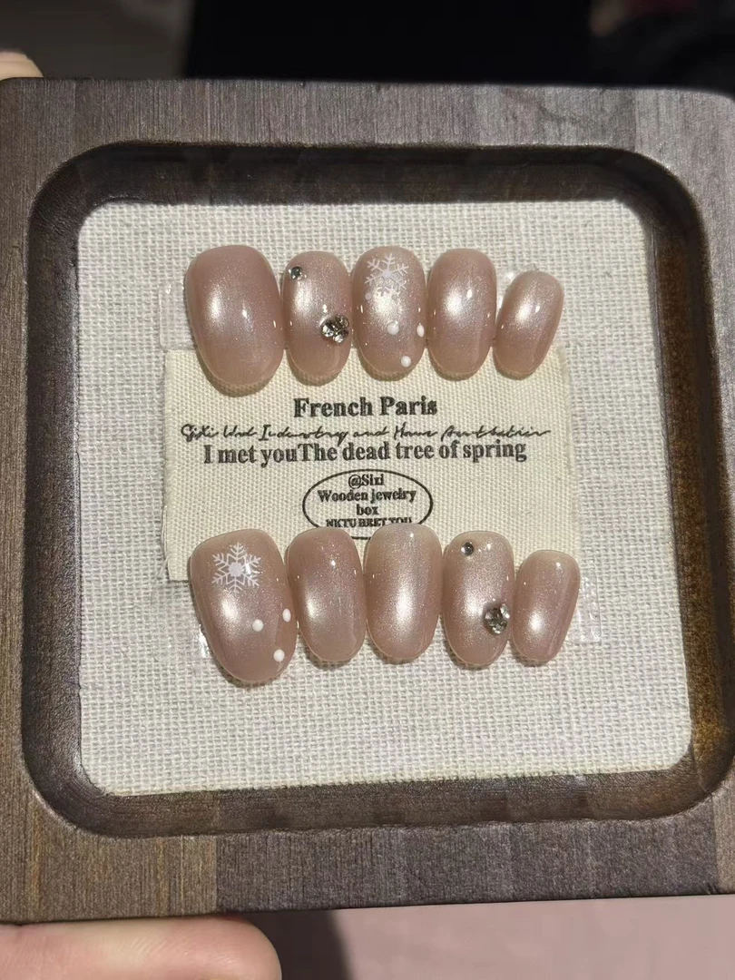 A34【雪花波点】新年款纯手工秋冬显白气质穿戴甲