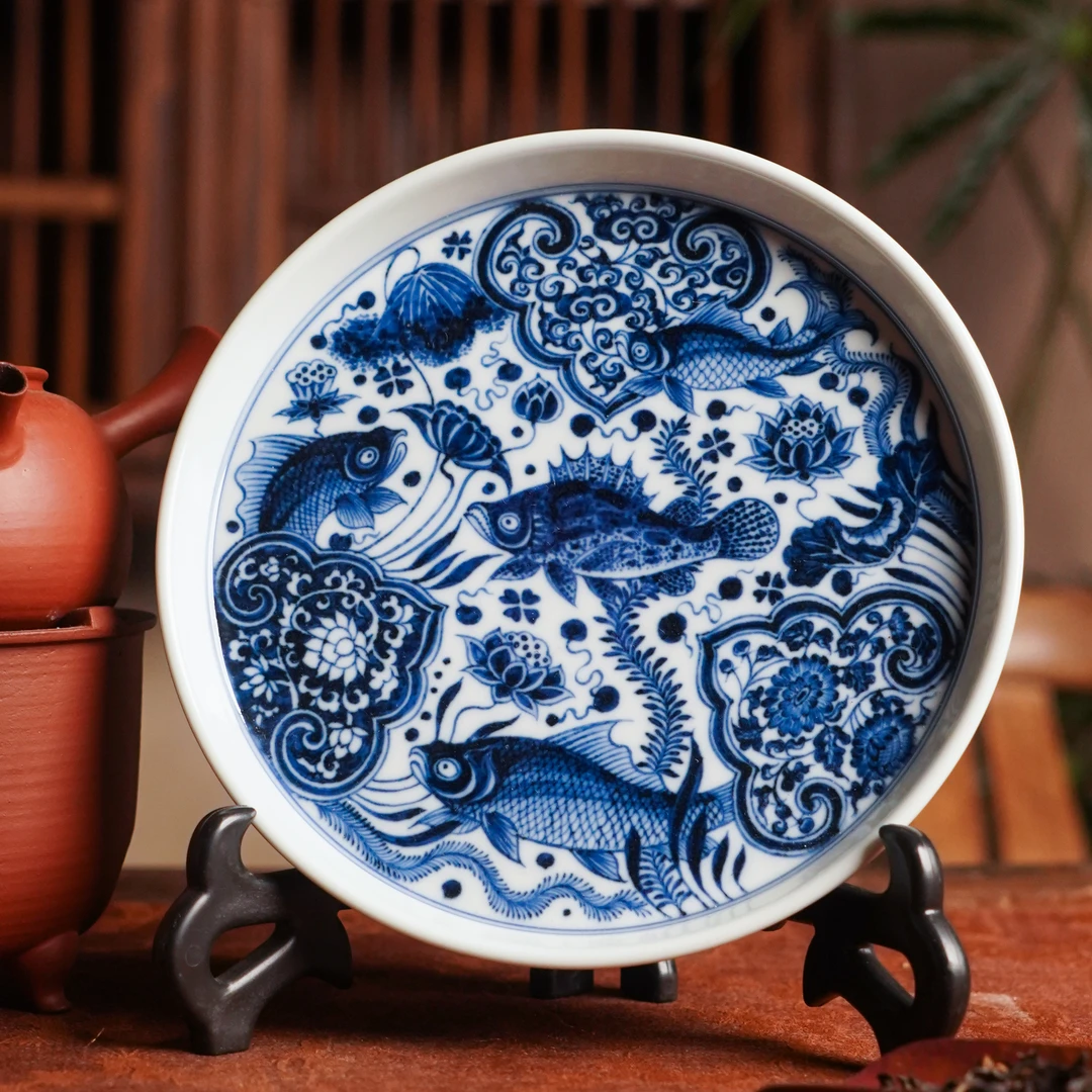 刘建锋窑 仿明如意穿花鱼藻壶承 手工高档家用喝茶饮茶 LJF3020