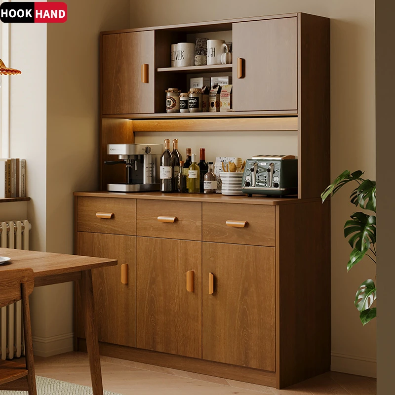 实木餐边柜靠墙一体厨房橱柜客厅置物柜轻奢酒柜家用收纳柜储物柜