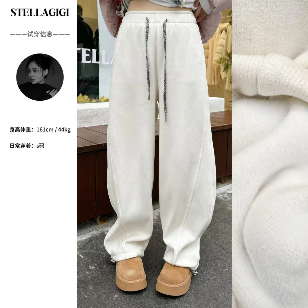 SG / 郭幂幂 AW 极简风百搭 纹理感抽绳加绒休闲卫裤K-20242412