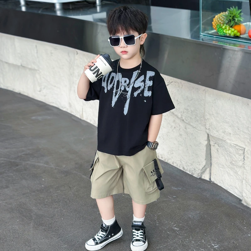 男童夏装套装2025年款衣服儿童潮牌童装宝宝衣服夏季薄款网红服装