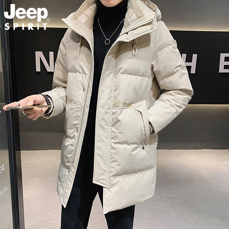 JEEP吉普2025年冬装男士时尚潮牌中长款加厚连帽潮流羽绒服男外套