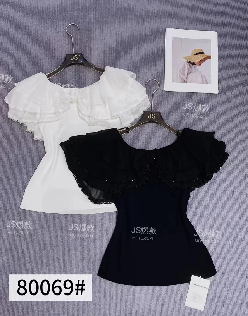 2025夏季时尚百搭针织女装新款洋气减龄短袖针织衫80069