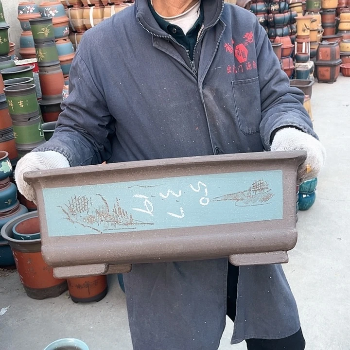 紫砂紫砂花盆和花盆里藏