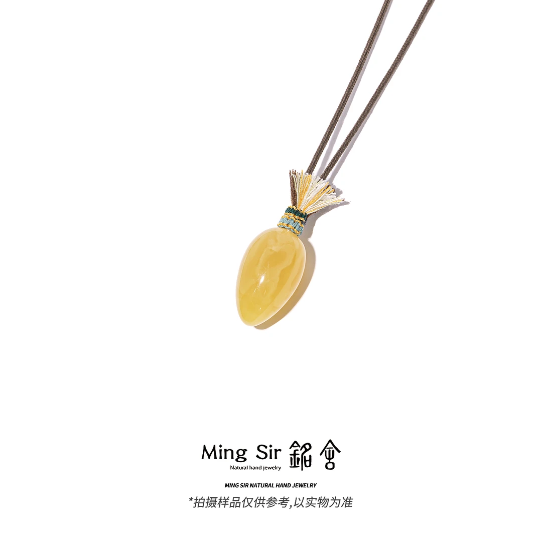 【铭舍 疯狂的萝卜浓花】蜜蜡雕刻萝卜吊坠颈饰珠宝蜜蜡原矿原石