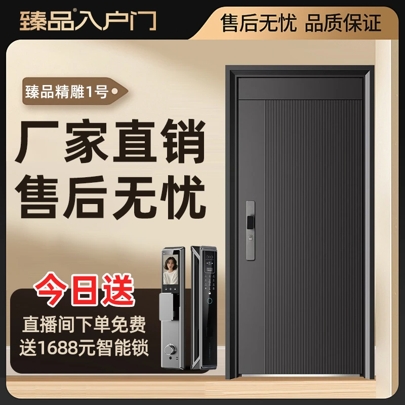 【精雕1号】高端新国标防盗铸铝单门子母门入户定制门隔音防腐防锈