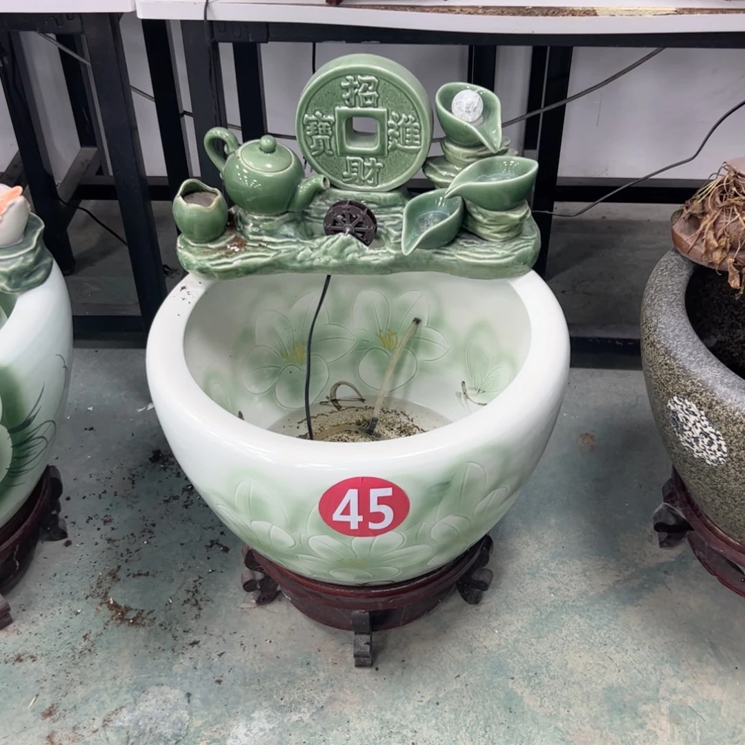 瓷片趣图流水摆件一套送过滤棉